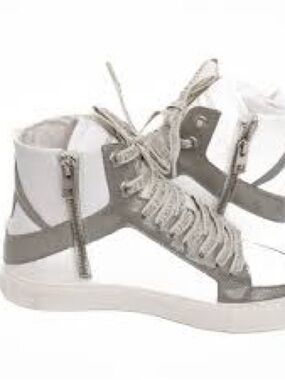 Zadig & Voltaire White and Silver High-Top Sneakers